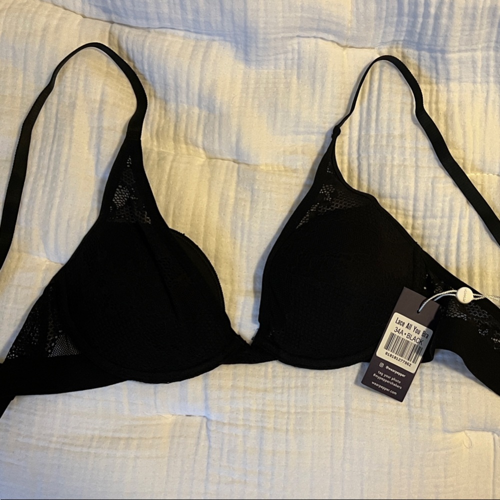 Pepper black lace “all you” bra NWT